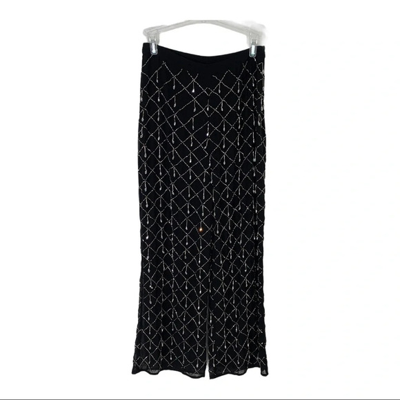 LPA Revolve Beaded Cropped Party Holiday Pant in Black Gunmetal Size XS - Picture 7 of 13